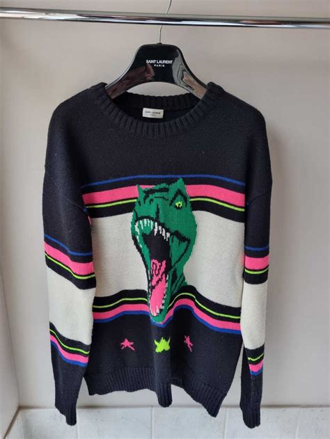 Yves Saint Laurent T Rex Dinosaur Wool Sweater Sz Medium 